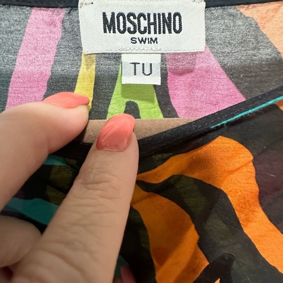 Moschino Swim Neon Zebra Print Sheer Poncho Cover Up - Picture 4 of 6